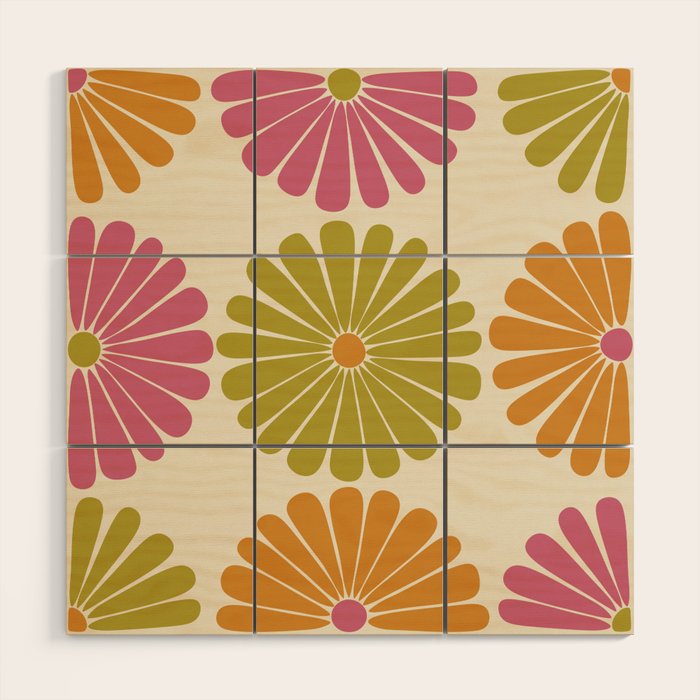 Retro Summer Daisies VIII Wood Wall Art Gallery Image 1