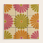 Retro Summer Daisies VIII Wood Wall Art Gallery Image 1