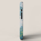 Flowers in the Wind I - Mint Green Sky Blue Teal Blush Pink Abstract Nature Spring Blossom Painting iPhone Case Gallery Image 2