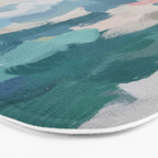 Flowers in the Wind I - Mint Green Sky Blue Teal Blush Pink Abstract Nature Spring Blossom Painting Bath Mat Gallery Image 3