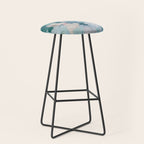 Flowers in the Wind I - Mint Green Sky Blue Teal Blush Pink Abstract Nature Spring Blossom Painting Stool Gallery Image 1