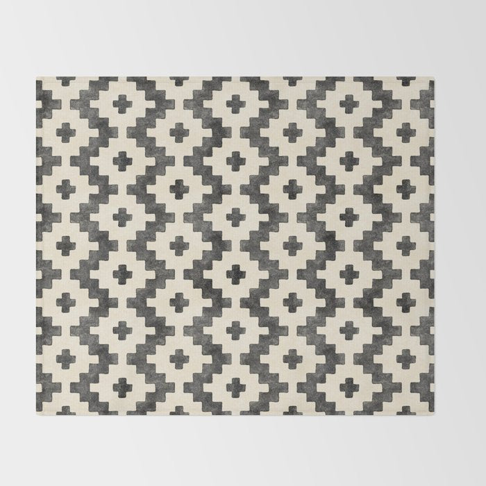 Taos - black and alabaster Throw Blanket Gallery Image 2