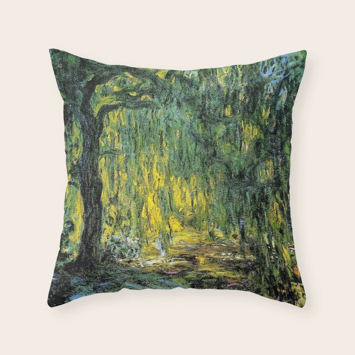 Weeping Willow by Claude Monet Throw Pillow Gallery Image 6