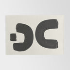 Mid Century Modern Minimalist Abstract Art Brush Strokes Black & White Ink Art Tribal Marking Rug Gallery Image 2