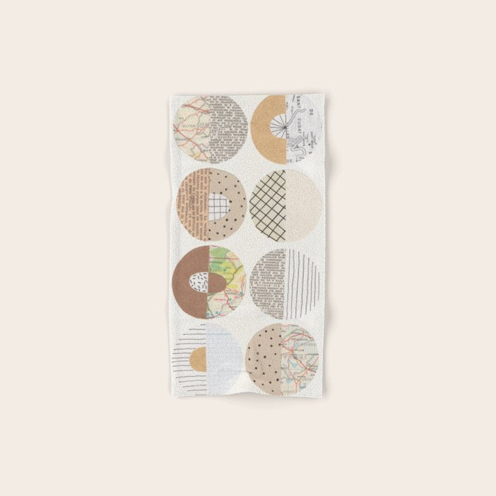 Patterned Circles: Maps & Kraft Paper Bath Towel Gallery Image 1