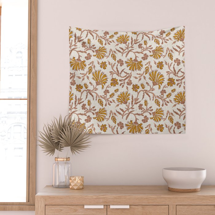 KALAMI FLORAL MUSTARD Wall Tapestry Gallery Image 2
