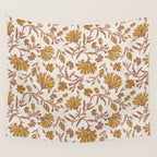 KALAMI FLORAL MUSTARD Wall Tapestry Gallery Image 4