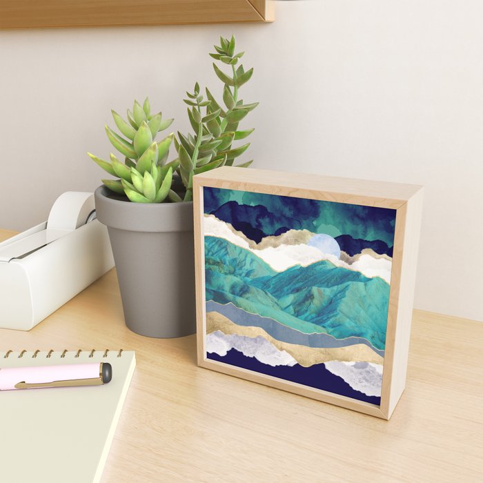 Teal Mountains Mini Art Print Gallery Image 2