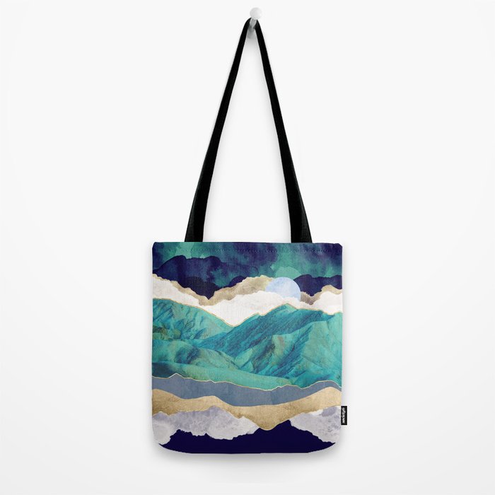 Teal Mountains Tote Bag Gallery Image 2
