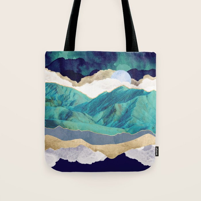 Teal Mountains Tote Bag Gallery Image 1