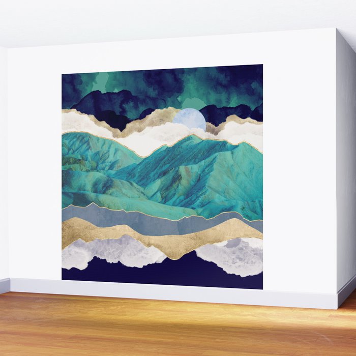 Teal Mountains Wall Mural Gallery Image 2