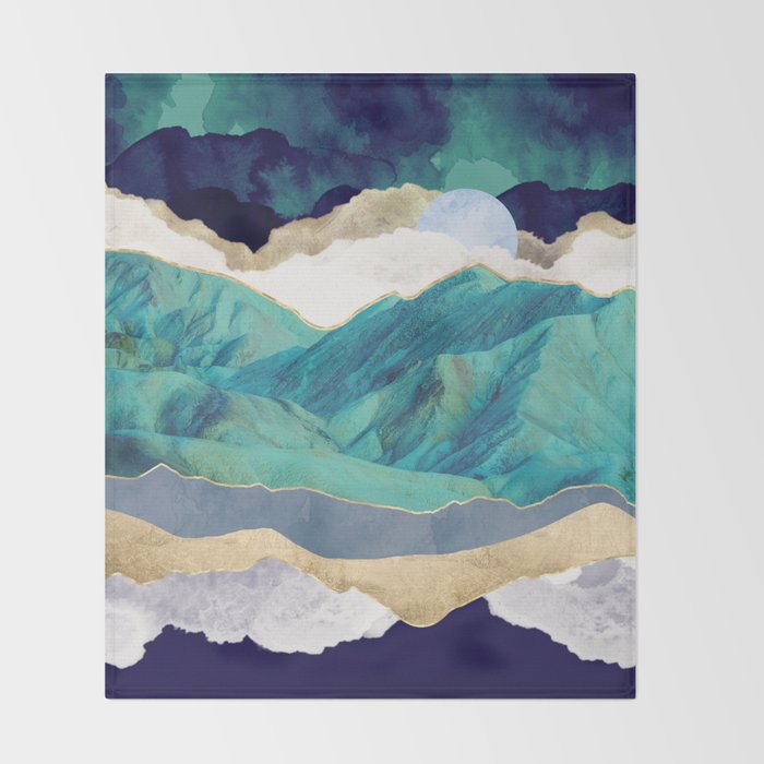 Teal Mountains Throw Blanket Gallery Image 2