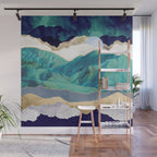Teal Mountains Wall Mural Gallery Image 1
