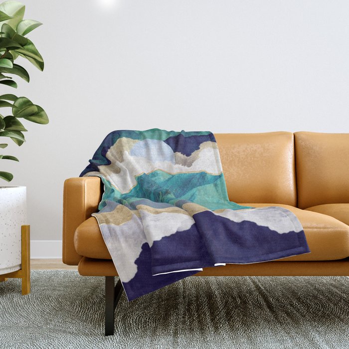 Teal Mountains Throw Blanket Gallery Image 1
