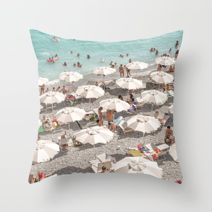 Amalfi Coast Beach Umbrella Photo | Italian Summer In Pastel Colors Art Print | Italy, Europe Travel Photography Throw Pillow Gallery Image 6
