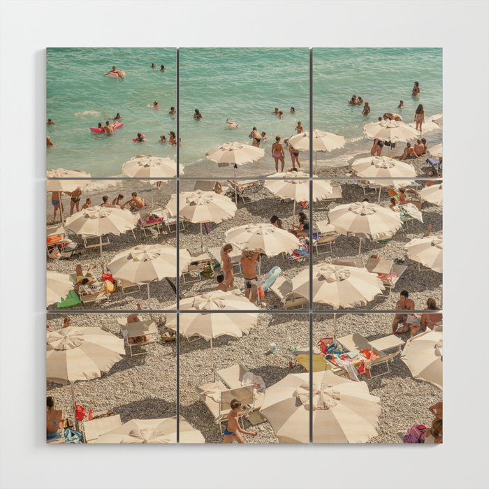 Amalfi Coast Beach Umbrella Photo | Italian Summer In Pastel Colors Art Print | Italy, Europe Travel Photography Wood Wall Art Gallery Image 1