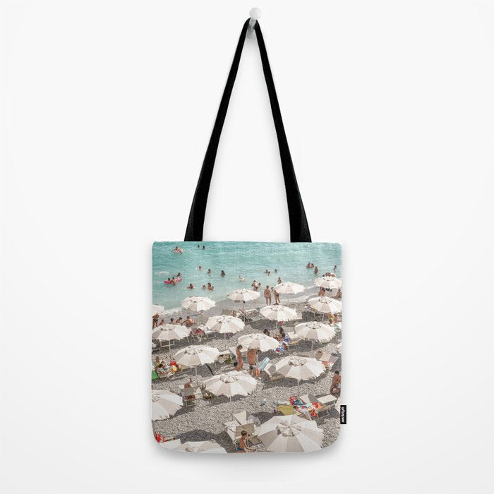 Amalfi Coast Beach Umbrella Photo | Italian Summer In Pastel Colors Art Print | Italy, Europe Travel Photography Tote Bag Gallery Image 2
