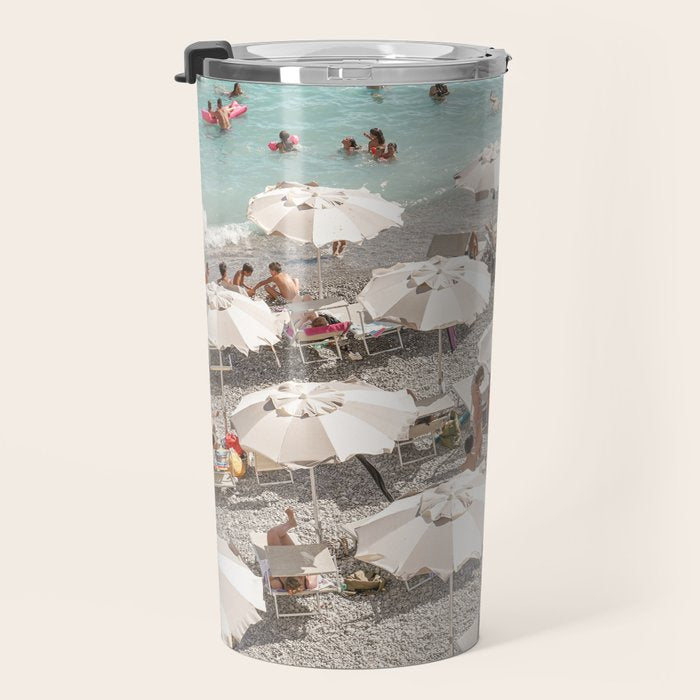Amalfi Coast Beach Umbrella Photo | Italian Summer In Pastel Colors Art Print | Italy, Europe Travel Photography Travel Mug Gallery Image 3