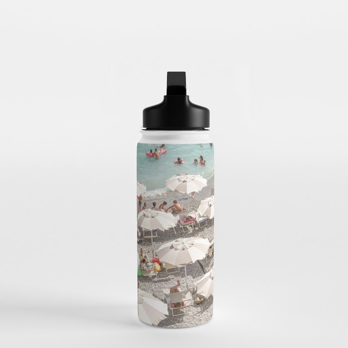 Amalfi Coast Beach Umbrella Photo | Italian Summer In Pastel Colors Art Print | Italy, Europe Travel Photography Water Bottle Gallery Image 3