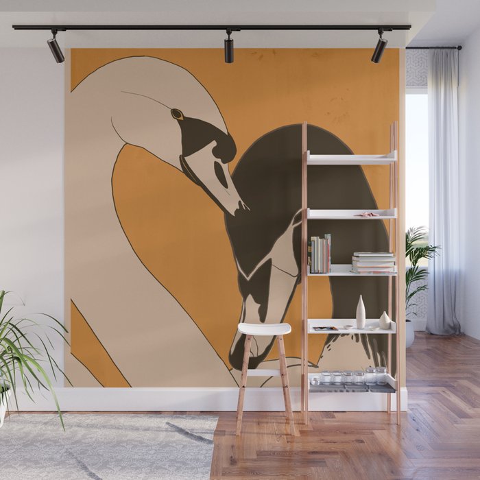 Two Swans 2 Wall Mural Gallery Image 1
