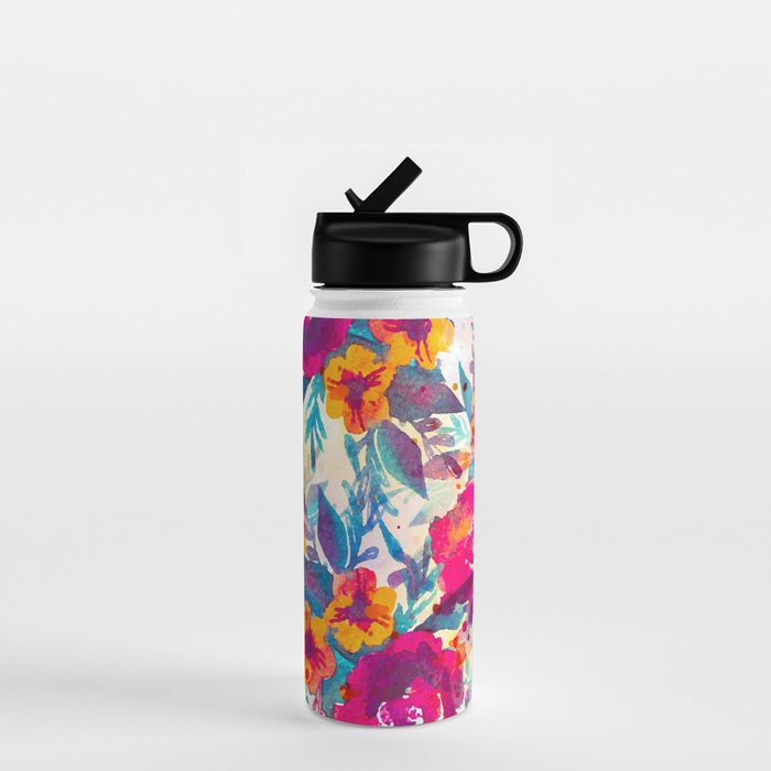 Watercolor flowers and plants 02 Water Bottle Gallery Image 1