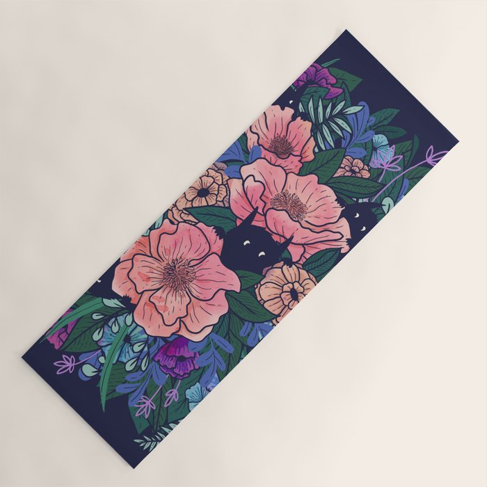 Wild Flowers (on Blue) Yoga Mat Gallery Image 1