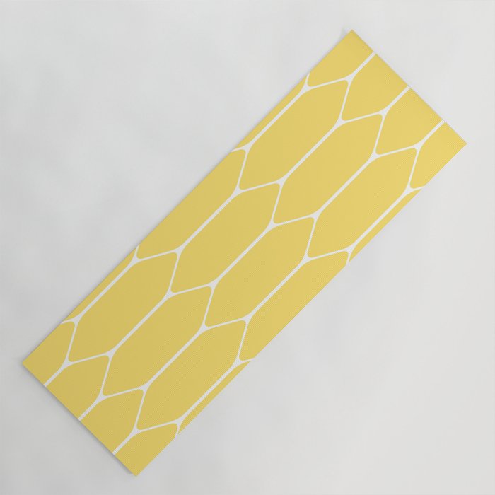 Yellow Long Honeycomb Minimalist Geometric Pattern Yoga Mat Gallery Image 1