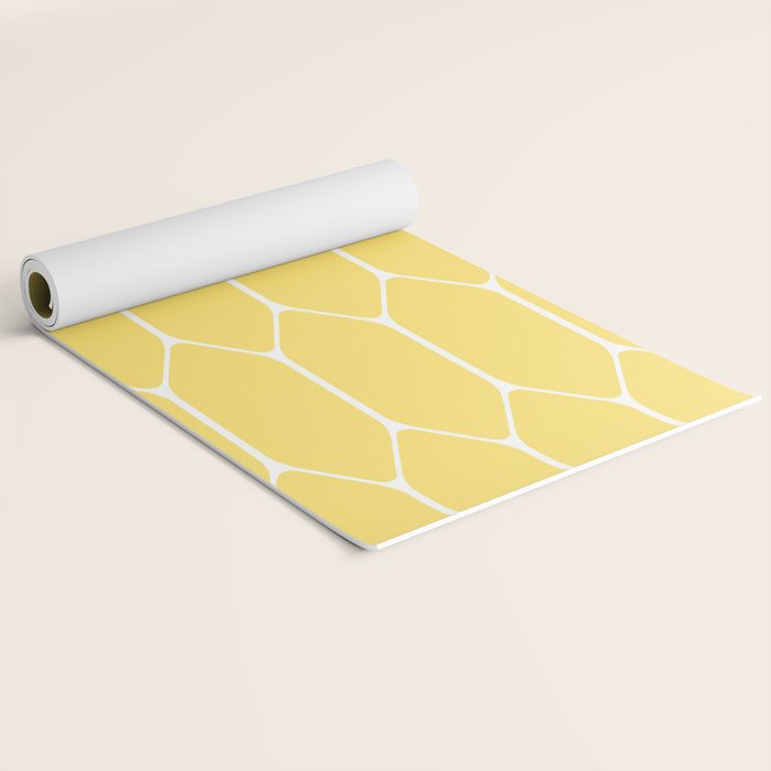 Yellow Long Honeycomb Minimalist Geometric Pattern Yoga Mat Gallery Image 2