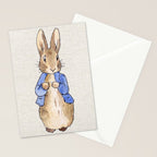 Peter the rabbit beige linen textured background Stationery Card Gallery Image 2