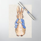 Peter the rabbit beige linen textured background Wrapping Paper Gallery Image 1