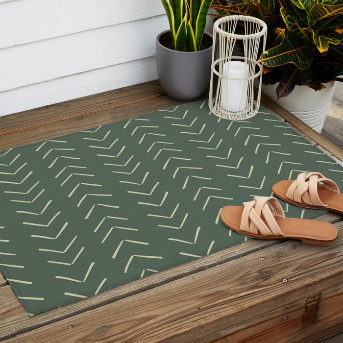 Boho Big Arrows in Leaf Green Outdoor Rug Gallery Image 2