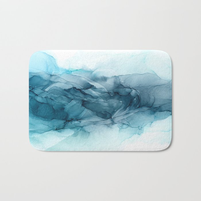 Calming Blue Ocean Flows Abstract Painting Bath Mat Gallery Image 1