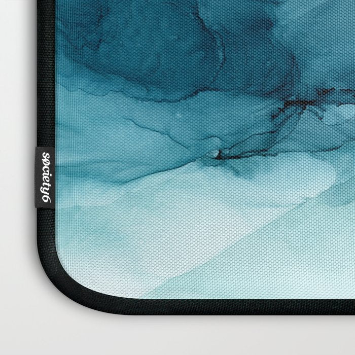 Calming Blue Ocean Flows Abstract Painting Laptop Sleeve Gallery Image 3