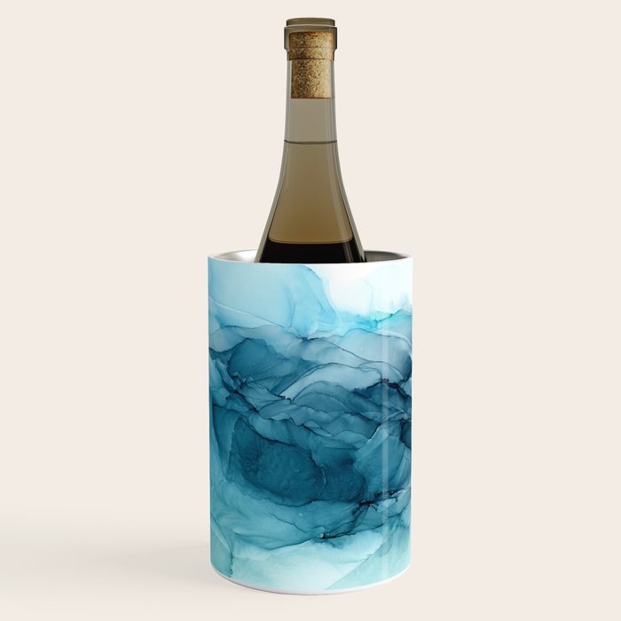 Calming Blue Ocean Flows Abstract Painting Wine Chiller Gallery Image 2