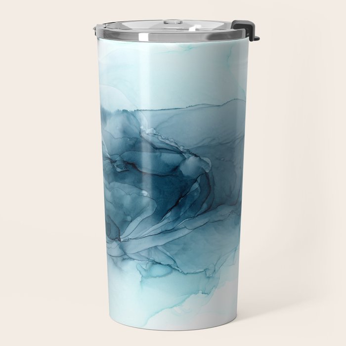 Calming Blue Ocean Flows Abstract Painting Travel Mug Gallery Image 2