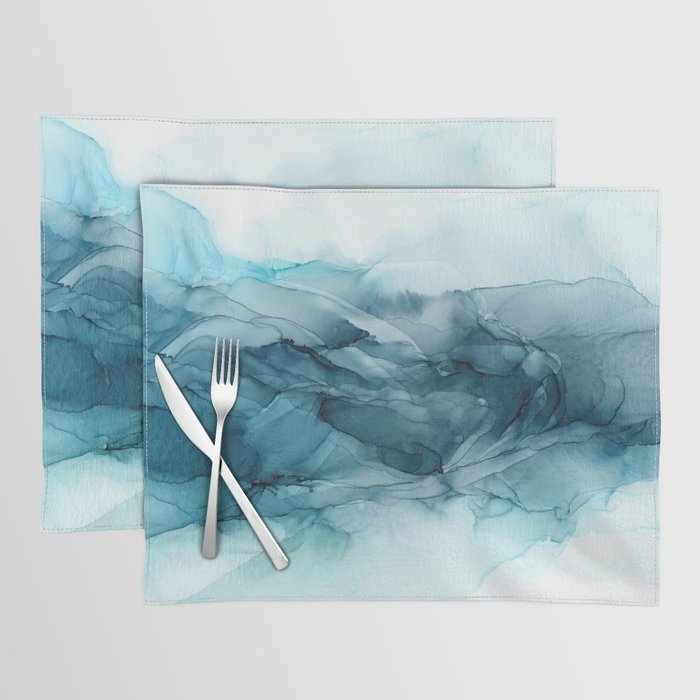 Calming Blue Ocean Flows Abstract Painting Placemat Gallery Image 1