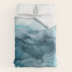 Calming Blue Ocean Flows Abstract Painting Comforter Gallery Image 6