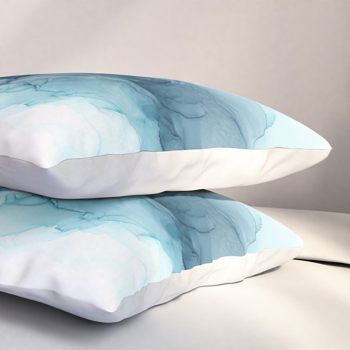 Calming Blue Ocean Flows Abstract Painting Pillow Sham Gallery Image 3