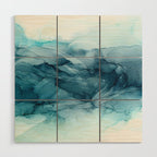 Calming Blue Ocean Flows Abstract Painting Wood Wall Art Gallery Image 1