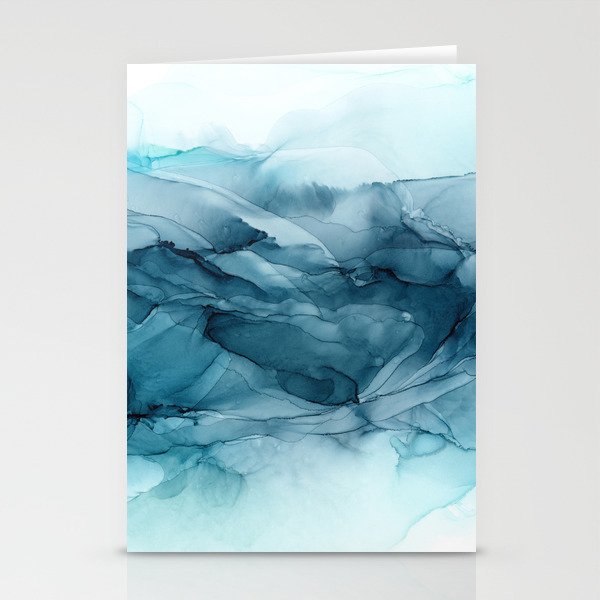 Calming Blue Ocean Flows Abstract Painting Stationery Card Gallery Image 2