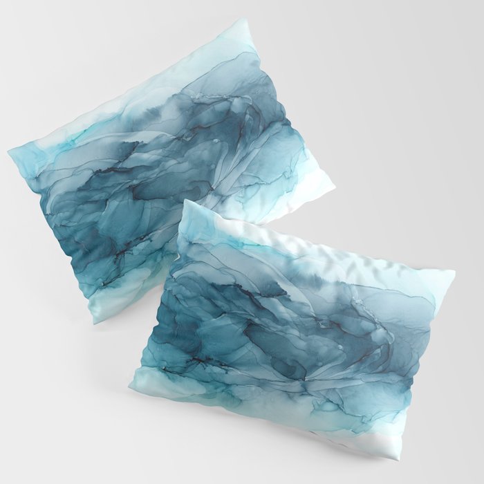 Calming Blue Ocean Flows Abstract Painting Pillow Sham Gallery Image 1
