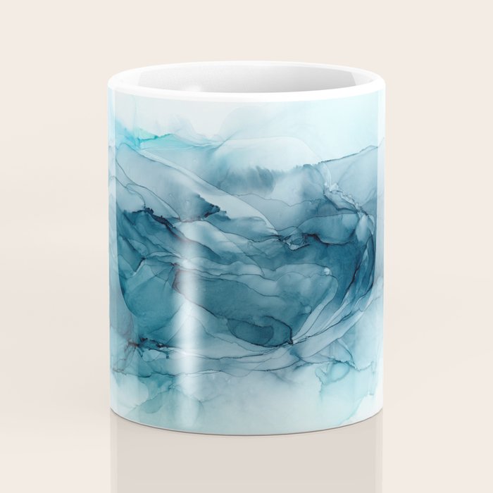 Calming Blue Ocean Flows Abstract Painting Coffee Mug Gallery Image 4