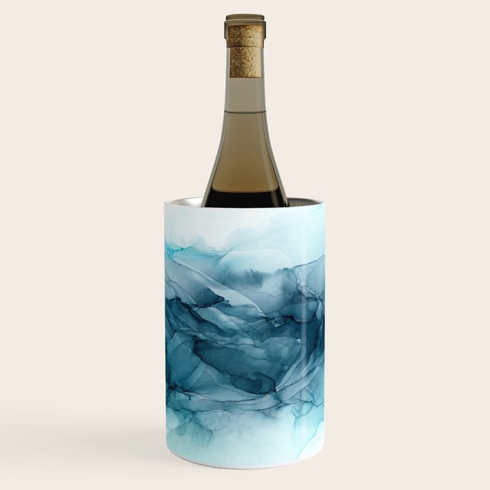 Calming Blue Ocean Flows Abstract Painting Wine Chiller Gallery Image 1