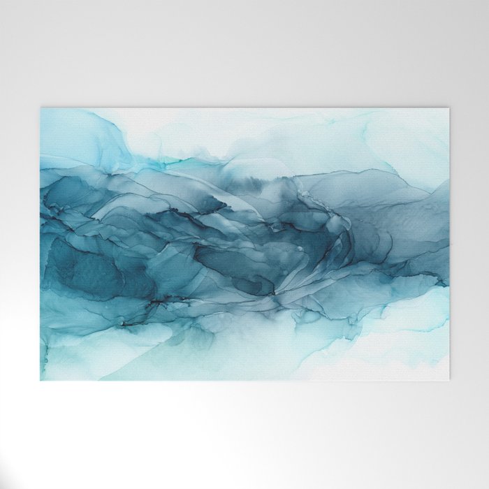 Calming Blue Ocean Flows Abstract Painting Welcome Mat Gallery Image 1