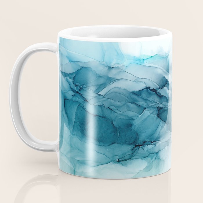 Calming Blue Ocean Flows Abstract Painting Coffee Mug Gallery Image 3