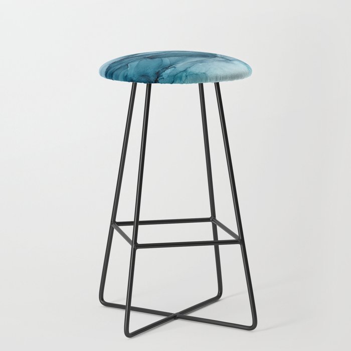 Calming Blue Ocean Flows Abstract Painting Stool Gallery Image 1