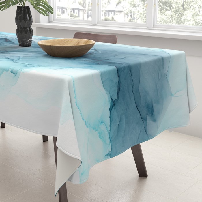 Calming Blue Ocean Flows Abstract Painting Tablecloth Gallery Image 3