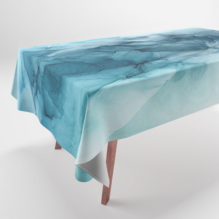 Calming Blue Ocean Flows Abstract Painting Tablecloth Gallery Image 1