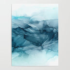 Calming Blue Ocean Flows Abstract Painting Poster Gallery Image 4