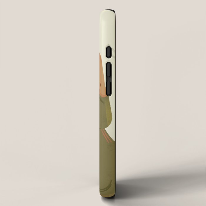 portrait of a girl with a peach in a green dress iPhone Case Gallery Image 2